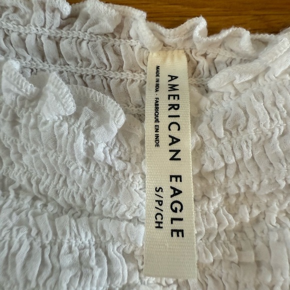 American Eagle square neck smocked babydoll blouse in white eyelet lace NWOT - Picture 4 of 7